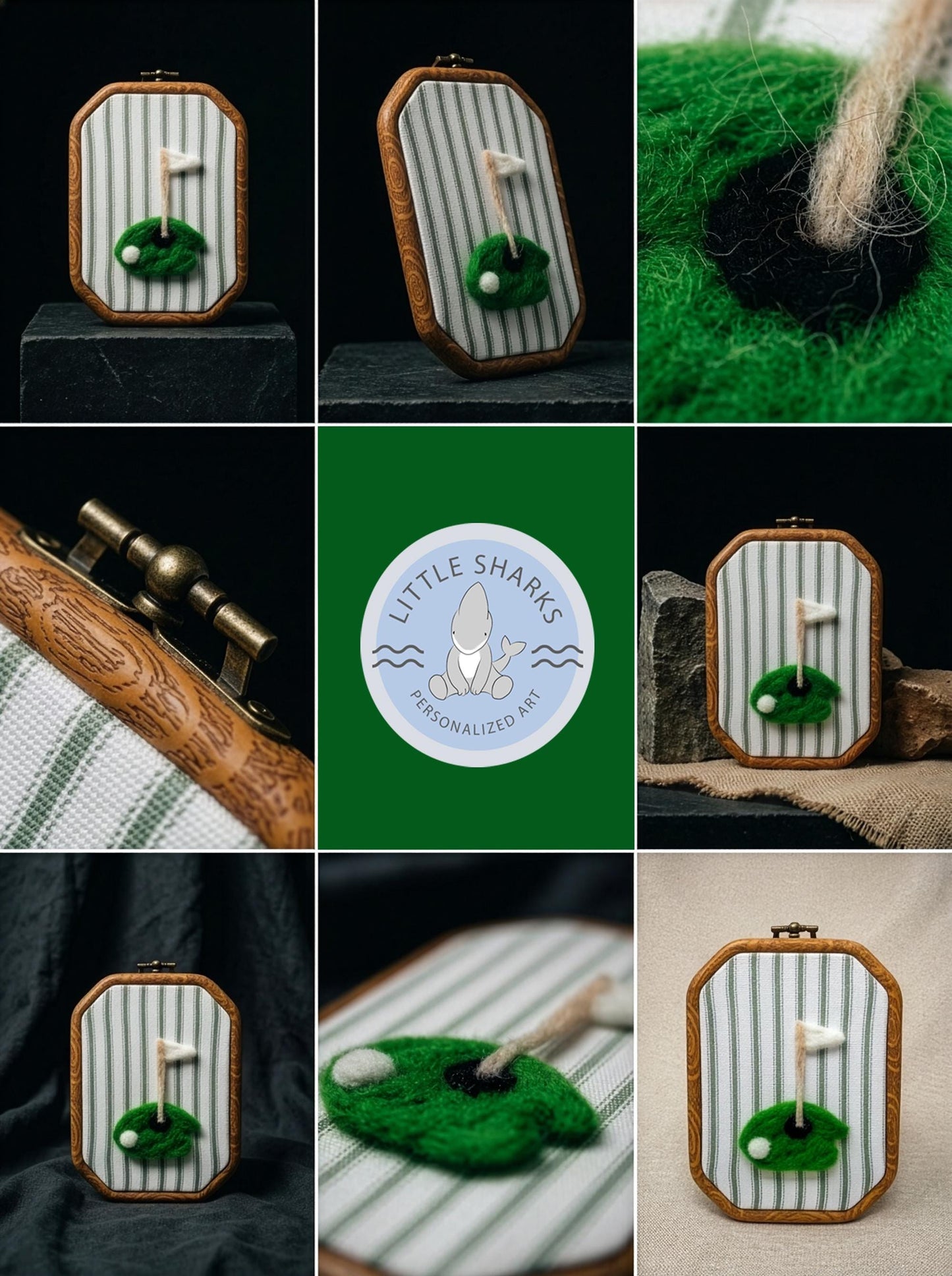 Needle Felted Golf Art, Wool Club Wall Decor, Handmade Golf Lover Home Accent