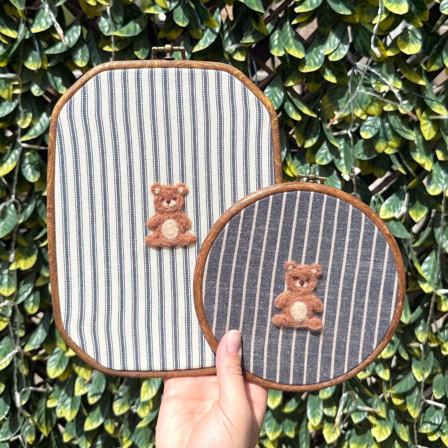 Needle Felted Vintage Bear Wall Art