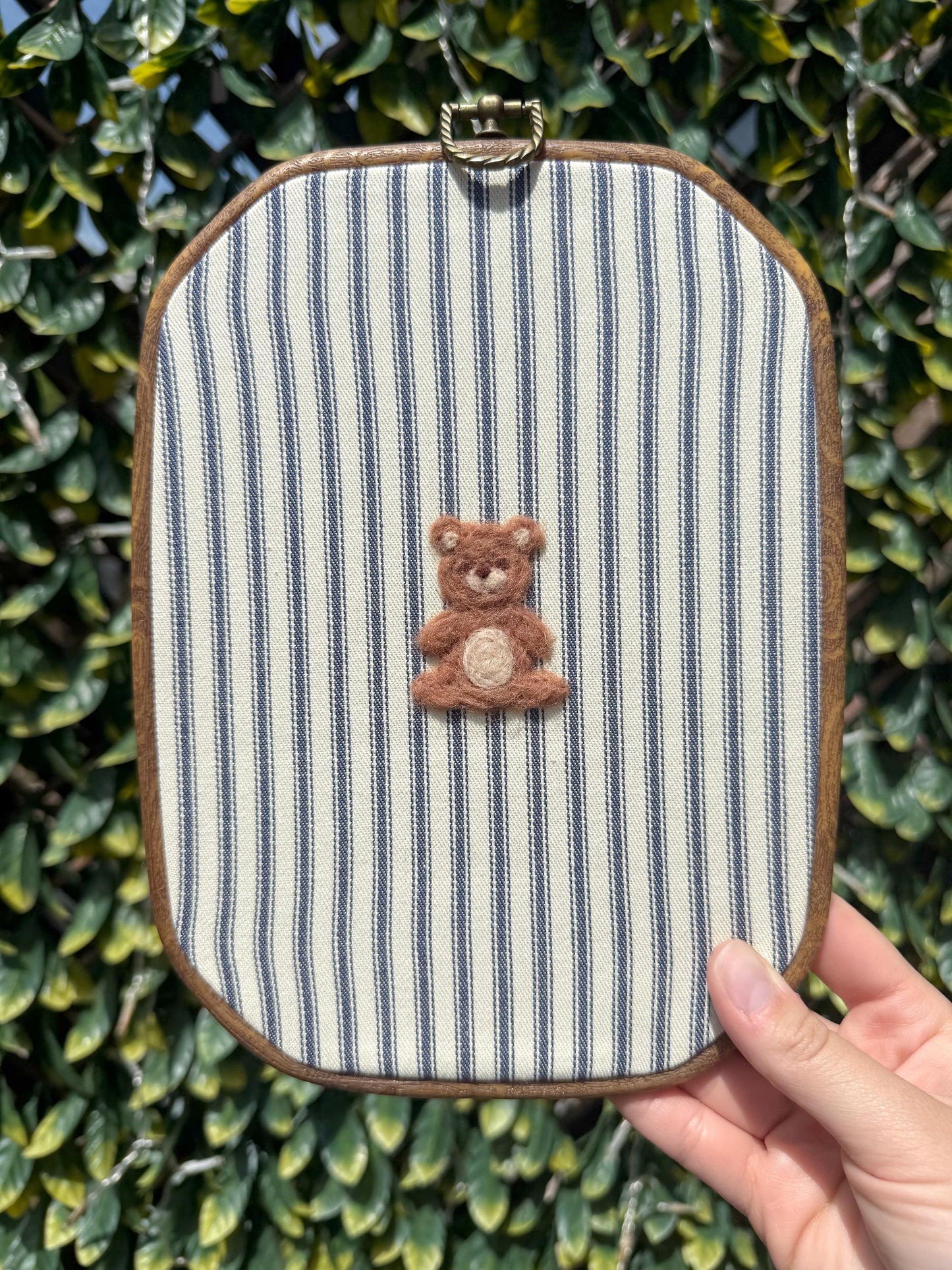 Needle Felted Vintage Bear Wall Art