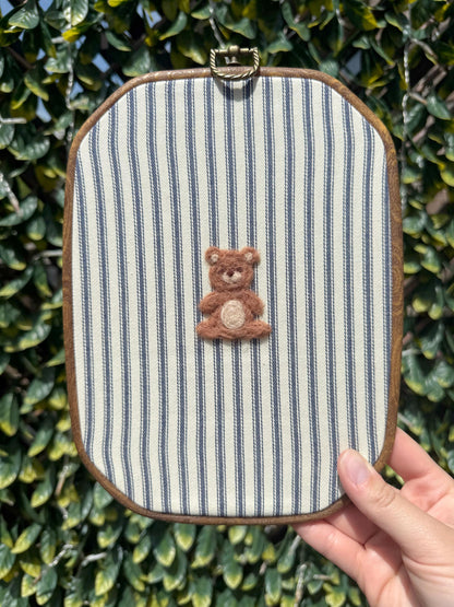 Needle Felted Vintage Bear Wall Art