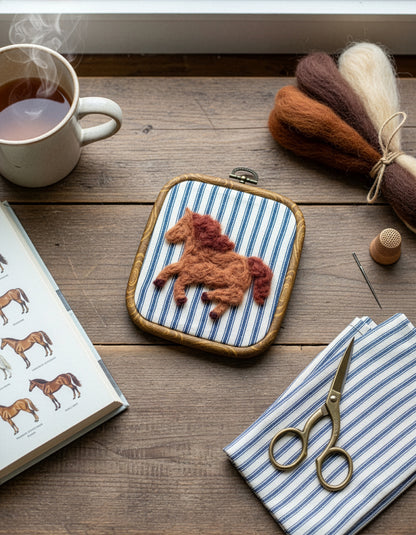 Handmade Wool Felt Horse Art