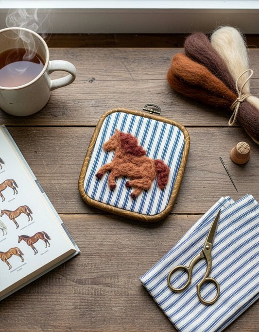 Handmade Wool Felt Horse Art