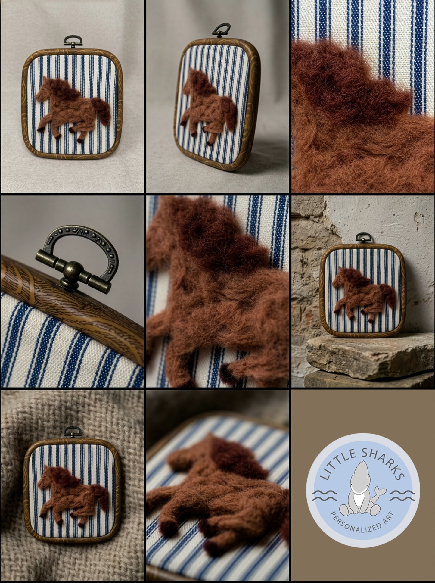 Handmade Wool Felt Horse Art