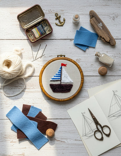 Handmade Felted Sailboat