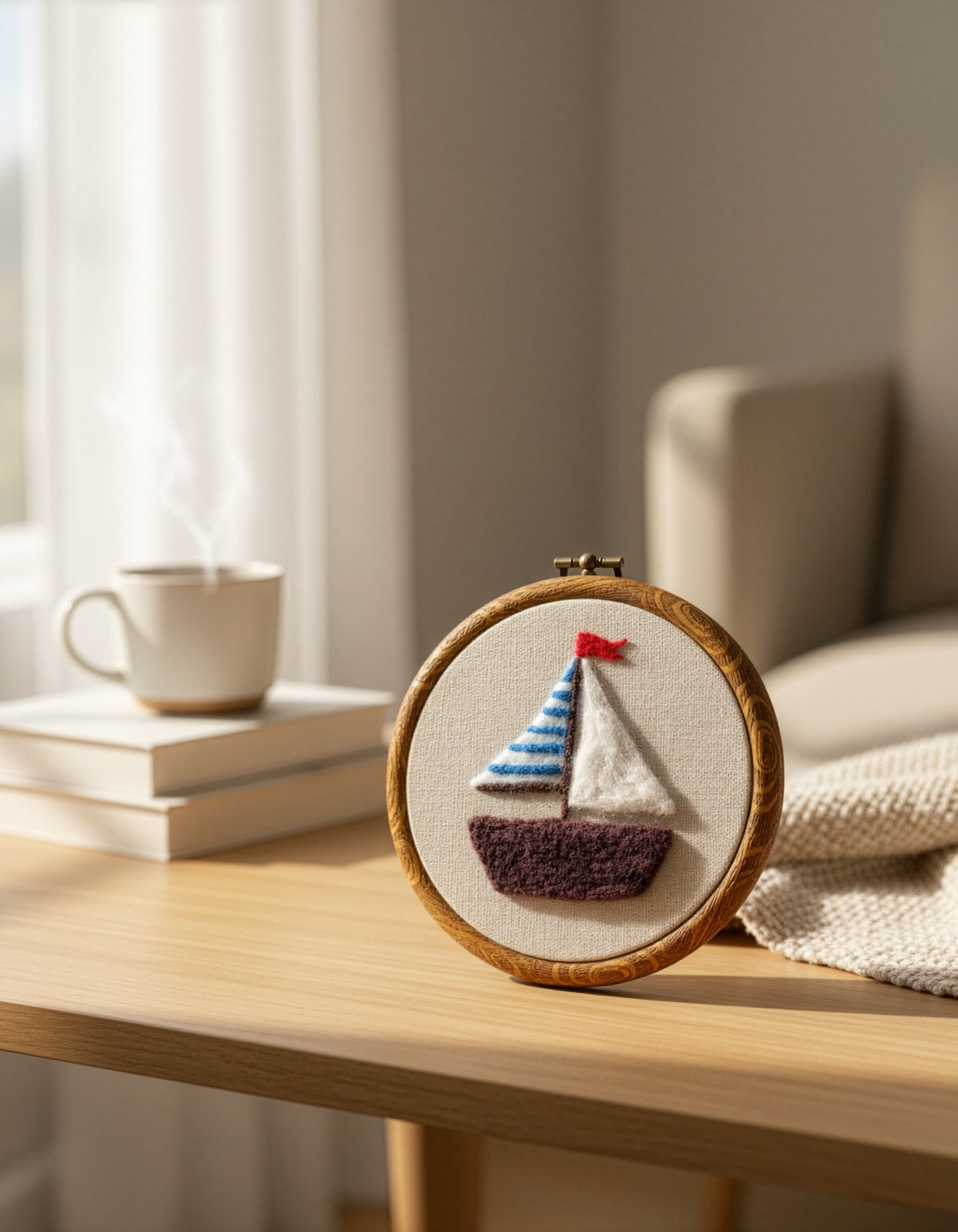 Handmade Felted Sailboat